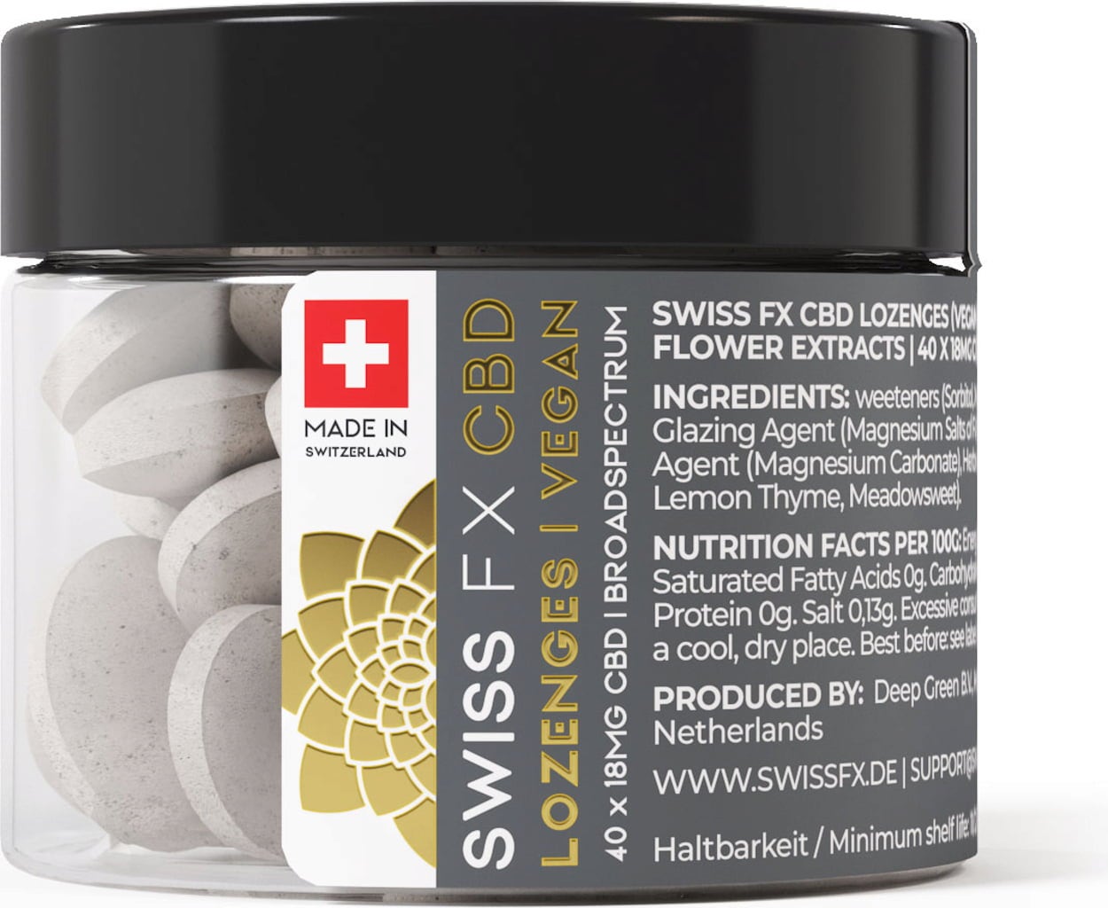 Swiss FX Pastilhas CBD 18 mg - 40 Pastilhas