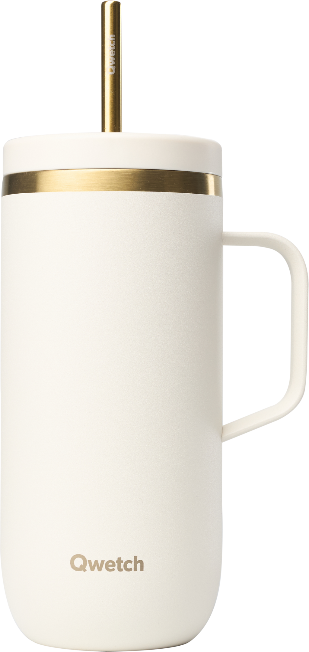 Qwetch Insulated Cold Cup with Handle, 600 ml - Sand & Gold