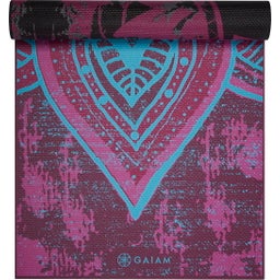 GAIAM Yogamatte Premium BE FREE - Schwarz/Rosa mit Sonne & Mond/Lotus & Om