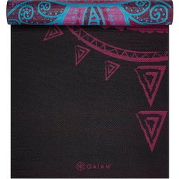 GAIAM Yogamatte Premium BE FREE - Schwarz/Rosa mit Sonne & Mond/Lotus & Om