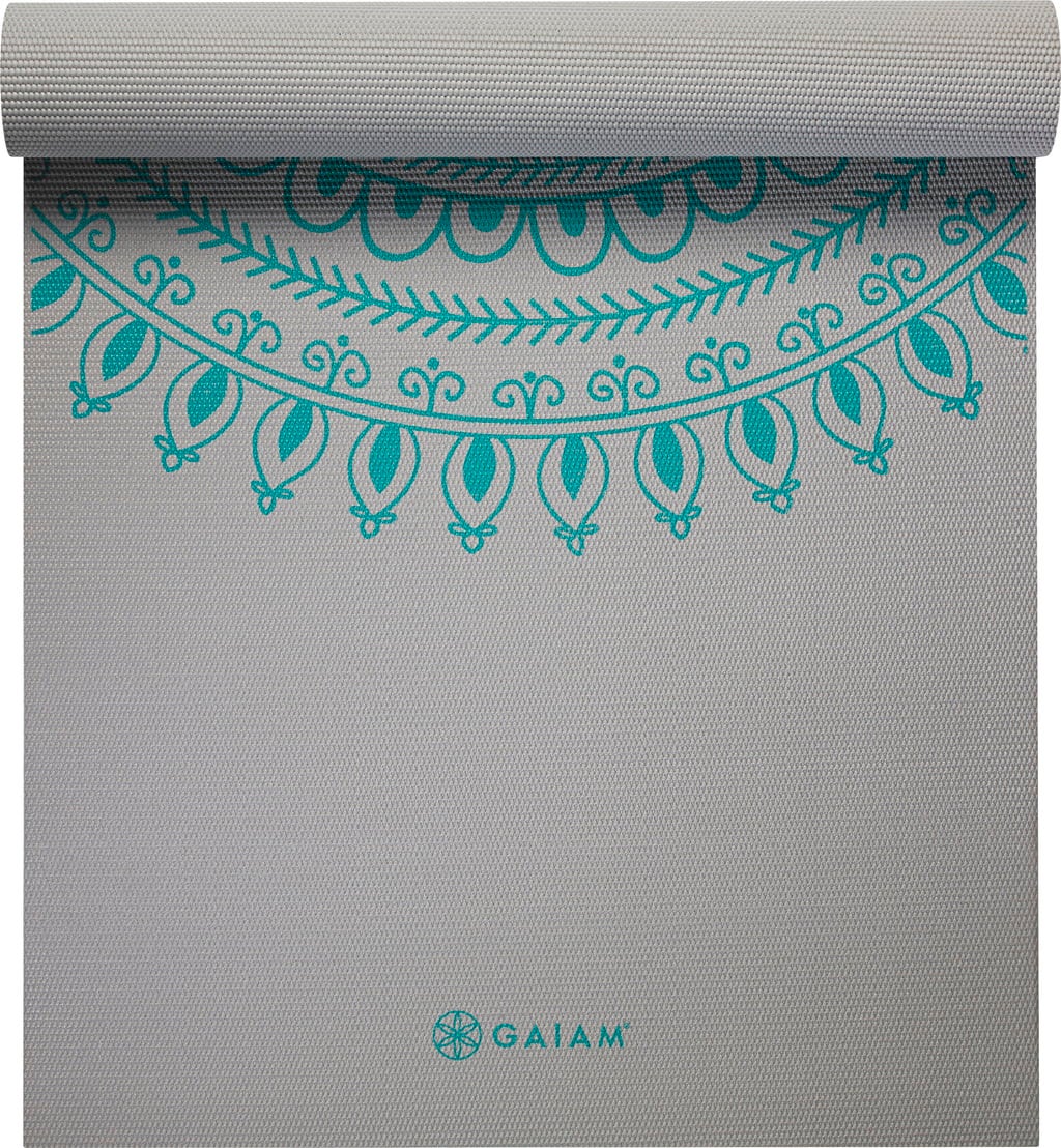 GAIAM Premium Yogamat MARRAKESCH XL - Grijs met turquoise medaillonpatroon