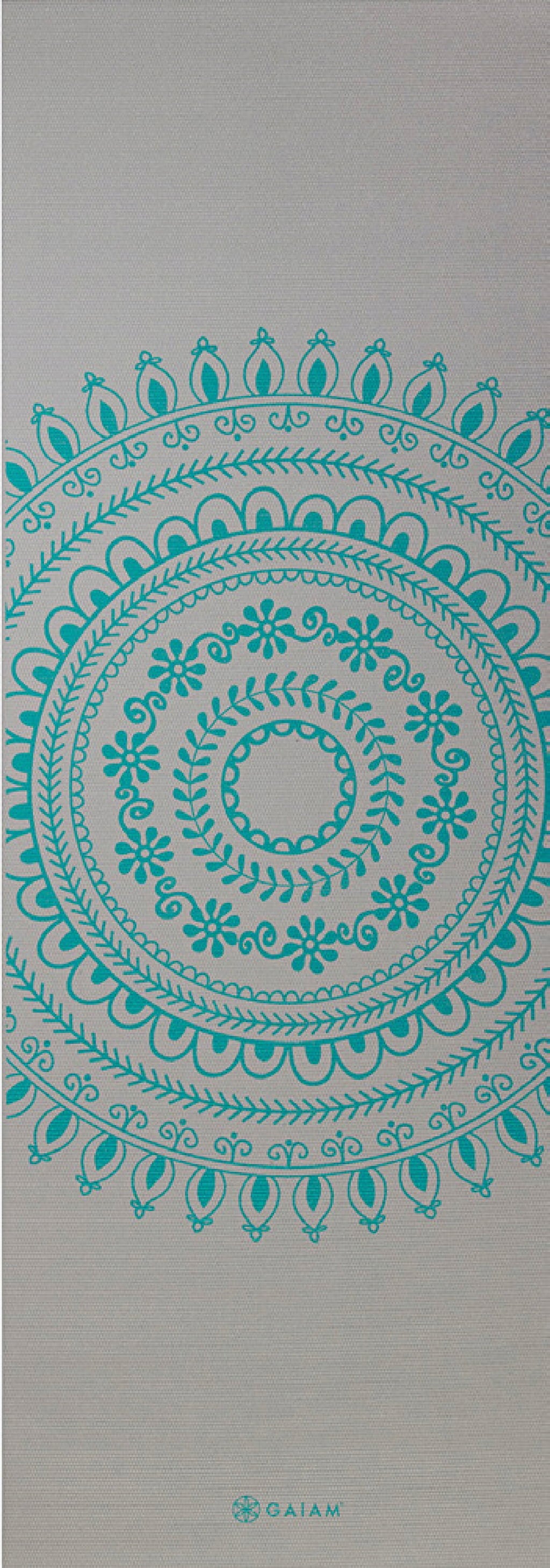 GAIAM Premium Yogamat MARRAKESCH XL - Grijs met turquoise medaillonpatroon