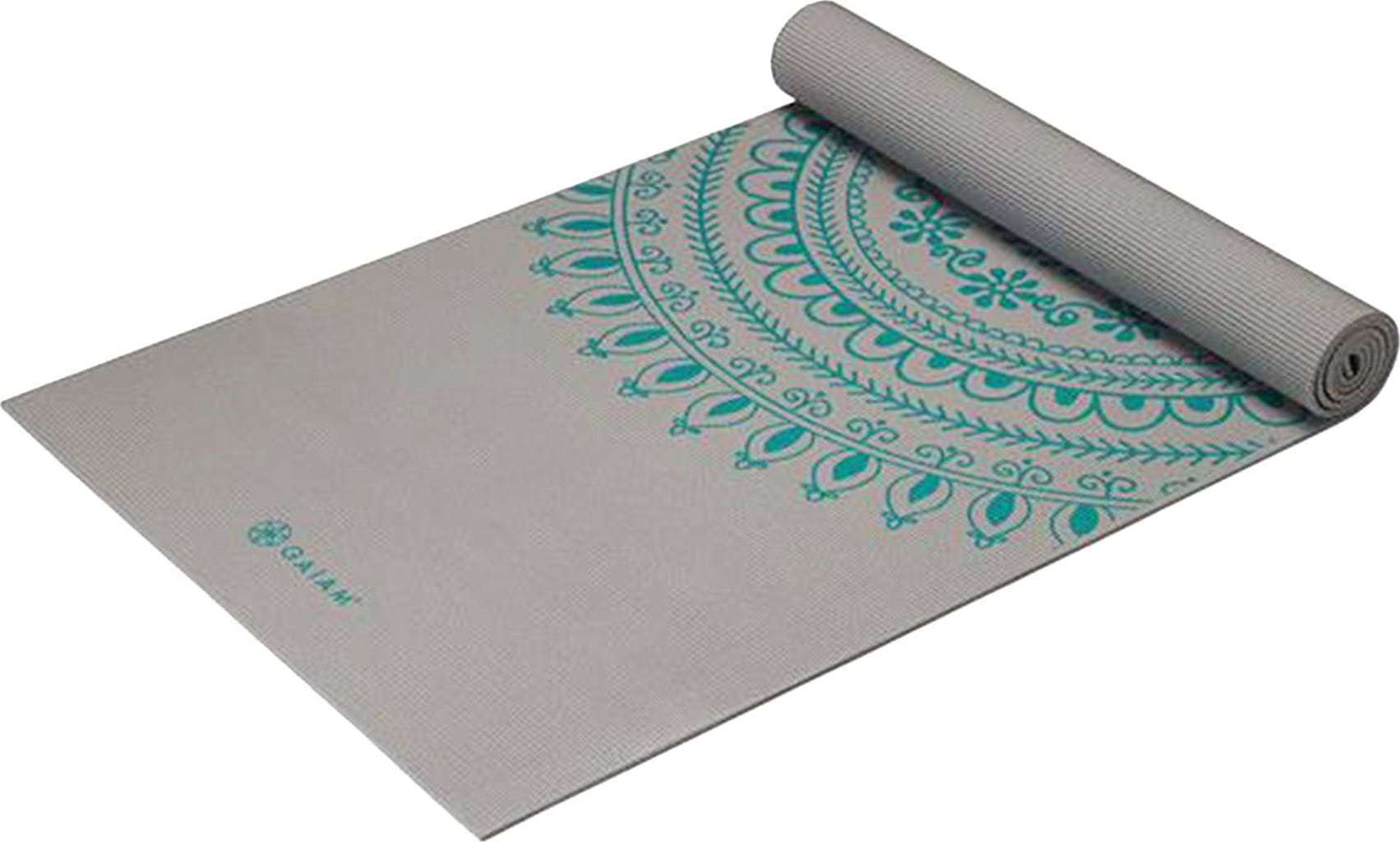 GAIAM Premium Yogamat MARRAKESCH XL - Grijs met turquoise medaillonpatroon