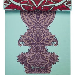 GAIAM Esterilla de Yoga Premium ZARA-ROGUE - Turquesa con estampado rojo