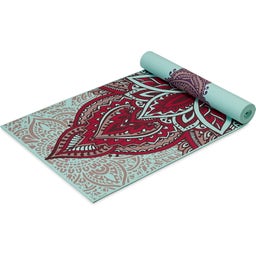 GAIAM Esterilla de Yoga Premium ZARA-ROGUE - Turquesa con estampado rojo