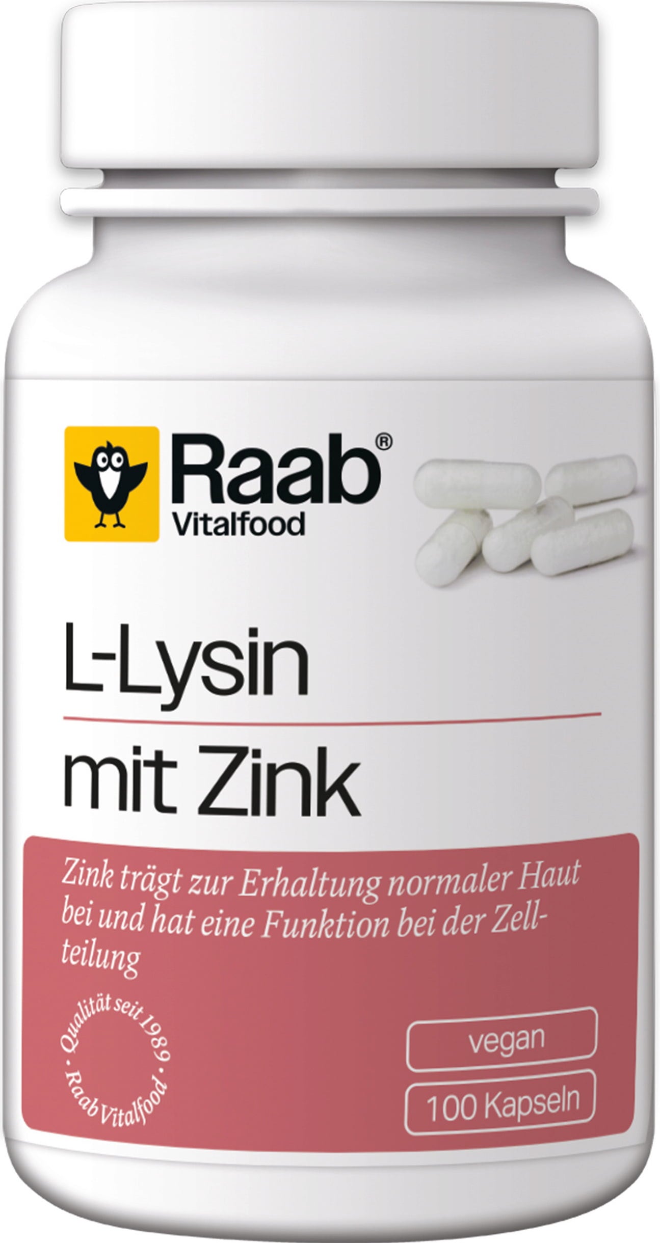 Raab Vitalfood L-Lysin mit Zink - 100 Kapseln