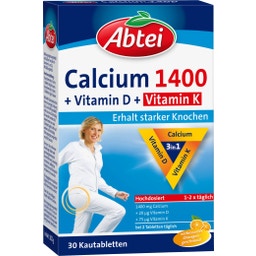 Abtei Calcium 1400 + Vitamin D & Vitamin K - 30 Kautabletten