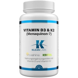 KLEAN LABS Vitamin D3 & K2 Menaquinon 7 - 60 Kapseln