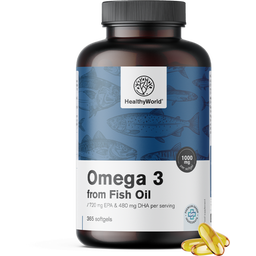 HealthyWorld Omega-3 1000 mg da Olio di Pesce - 365 softgel
