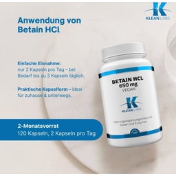 KLEAN LABS Betaine HCl vegan - 120 Kapseln