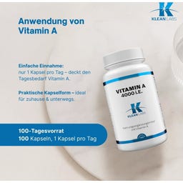 KLEAN LABS Vitamin A 4000 I.E. - 100 Kapseln