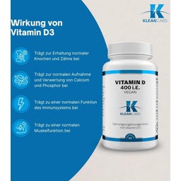 KLEAN LABS Vitamin D 400 IU, vegan - 60 kaps.
