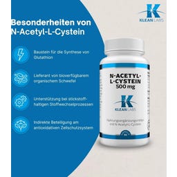 KLEAN LABS N-acetyl-L-cysteine 500 mg  - 90 veg. capsules