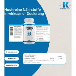KLEAN LABS N-acetyl-L-cysteine 500 mg  - 90 veg. capsules