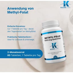 KLEAN LABS Methyl Folate 1000 mcg - 60 tablets