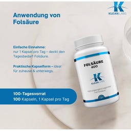 KLEAN LABS Folic Acid 400 - 100 capsules