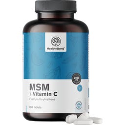 HealthyWorld MSM 2000 mg + witamina C - 365 tabletek