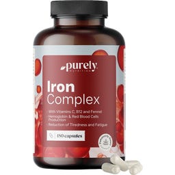 Purely Nutrition Iron Complex - Eisen mit Vitamin C & B12 - 180 Kapseln
