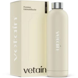 Vetain Edelstahl Thermo Flasche - 1000 ml - creme/beige