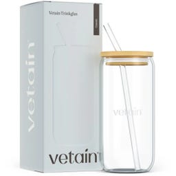 Trinkglas mit Bambusdeckel & Strohhalm - 400 ml - 1 Set