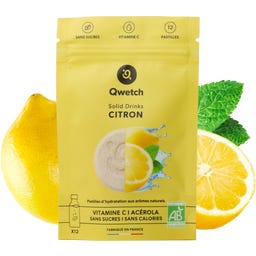 Qwetch Solid Drinks - Organic Lemon - Vitamin C - 12 effervescent tablets
