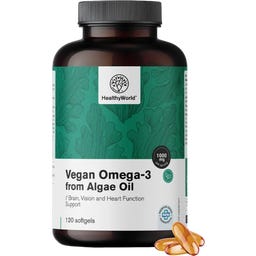 HealthyWorld Oméga-3 Vegan 1000 mg - à base d’Algues - 120 gélules
