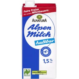 Alnatura Bio trvanlivé alpské mléko (1,5 % tuku) - 1 l