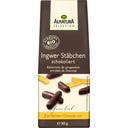 Seleção de Palitos de Gengibre Cobertos com Chocolate Bio - 90 g