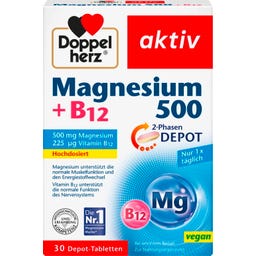 Doppelherz aktiv Magnesium 500 + B12 2-Phasen-Depot - 30 Tabletten