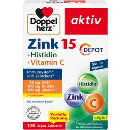 aktiv Zink 15 + Histidin + Vitamin C Depot - 100 Tabletten