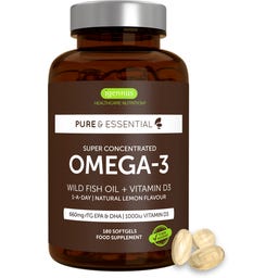 Super Concentrated Omega-3 Wild Fish Oil & Vitamin D - 180 Gel-kapsule