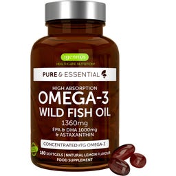 Pure & Essential Omega-3 - olej z dzikich ryb i astaksantyna - 180 Softgels