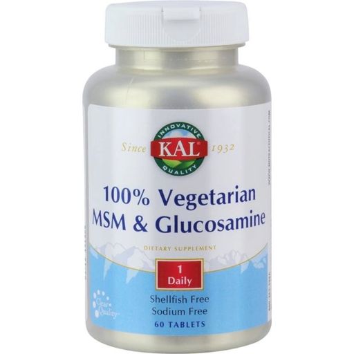 KAL 100% вегетариански МСМ и глюкозамин - 60 таблетки