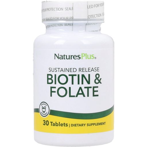 Nature's Plus Biotín a kyselina listová - 30 tabliet