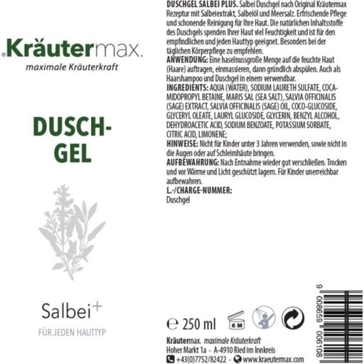 Kräuter Max Suihkugeeli salvia+ - 250 ml