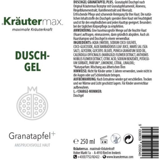 Kräuter Max Gel za prhanje granatno jabolko+ - 250 ml