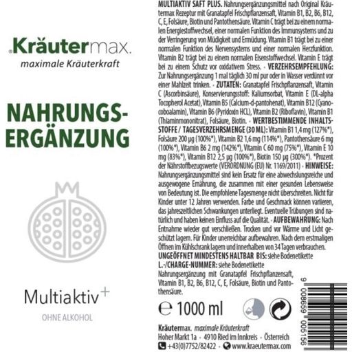 Kräutermax Saft Multiaktiv+ - 1.000 ml