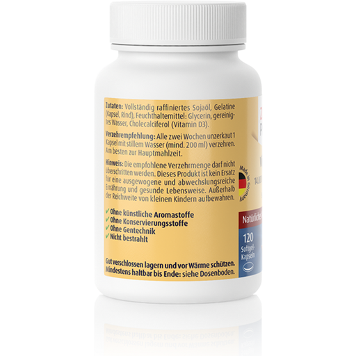 Vitamina D3, 1.400 U.I., en Cápsulas Blandas - 120 cápsulas blandas
