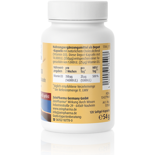 ZeinPharma Vitamine D3 en Gélules - 14000 U.I. - 120 gélules