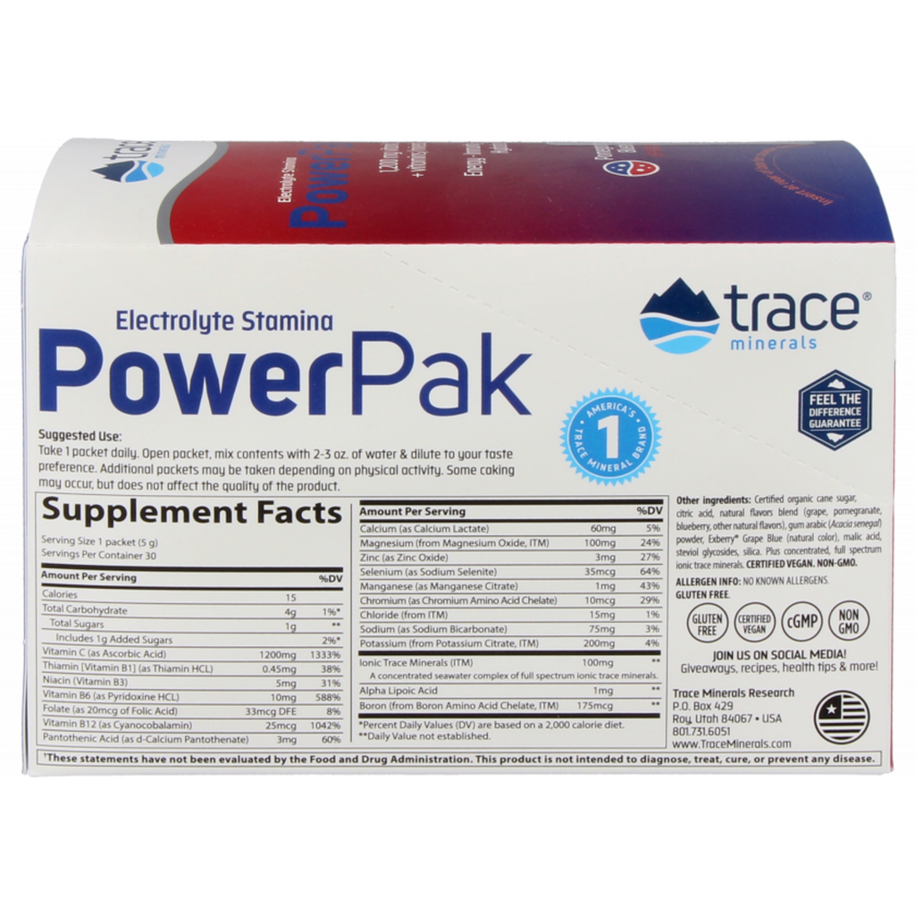 Power Pak Electrolyte Stamina & Vitamin C Trace Minerals Research