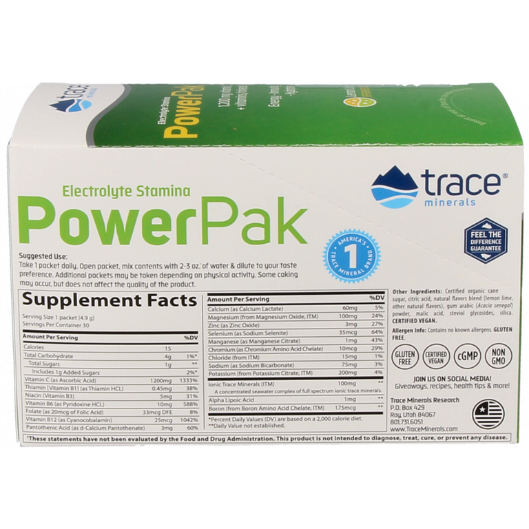 Power Pak Electrolyte Stamina & Vitamin C Trace Minerals Research