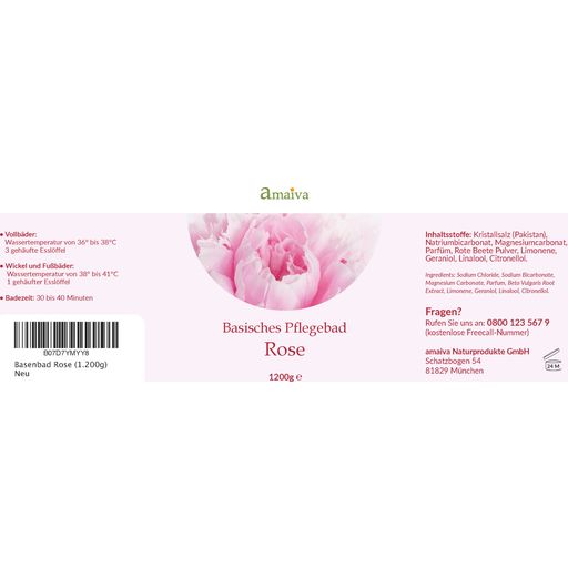 Amaiva Basisches Badesalz - Basenbad Rose - 1.200 g