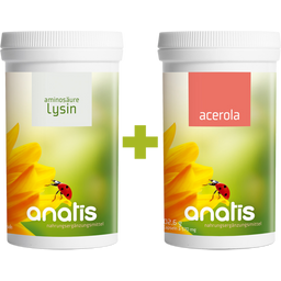 anatis Naturprodukte Комплект с аминокиселина лизин и ацерола - Аминокиселина лизин 180 капсули и ацерола 180 капсули