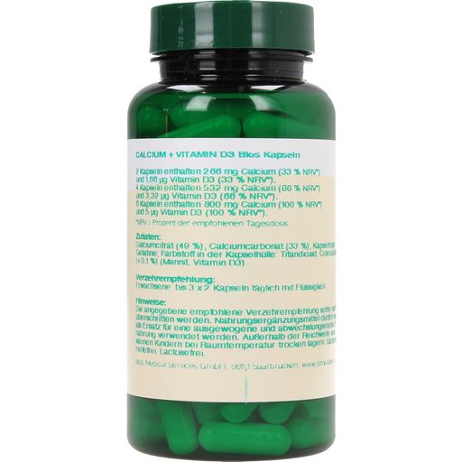 bios Naturprodukte Calcio + Vitamina D En Cápsulas - 100 cápsulas