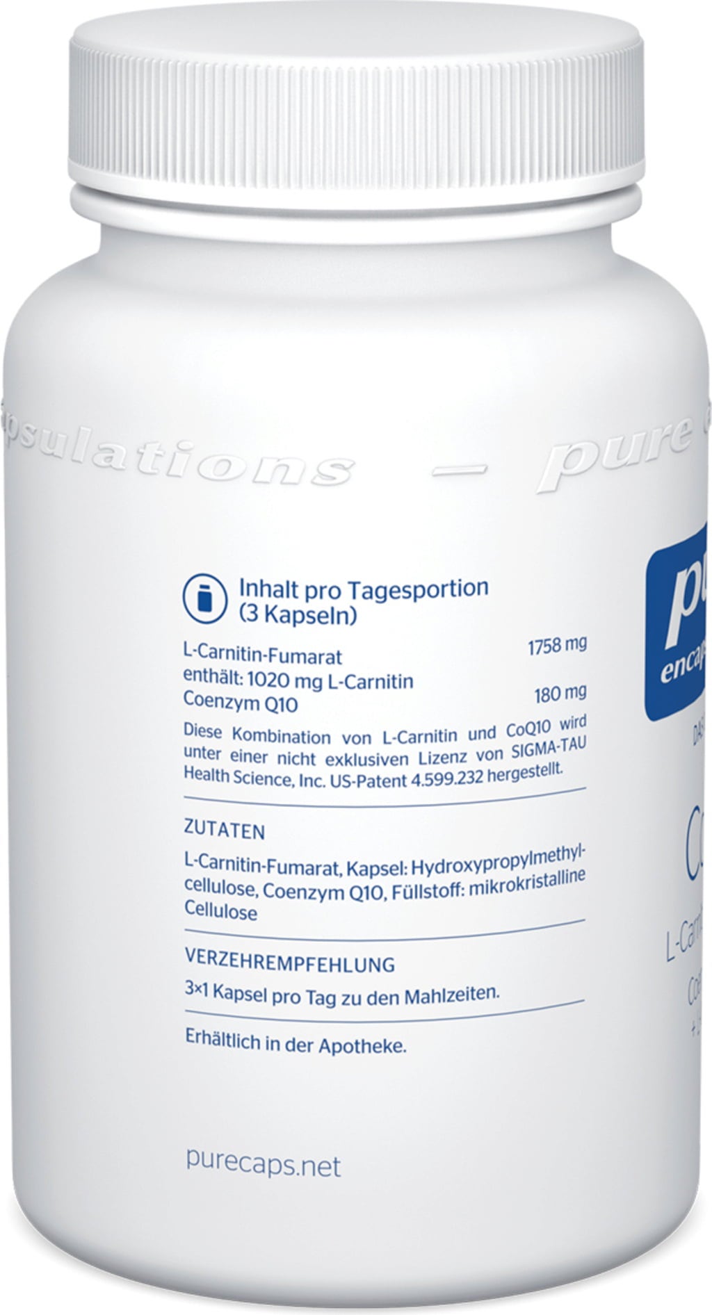 pure encapsulations CoQ10 L-Carnitina Fumarato - 60 cápsulas