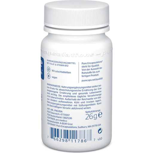 pure encapsulations B12 Folate Melt - 90 comprimidos para chupar