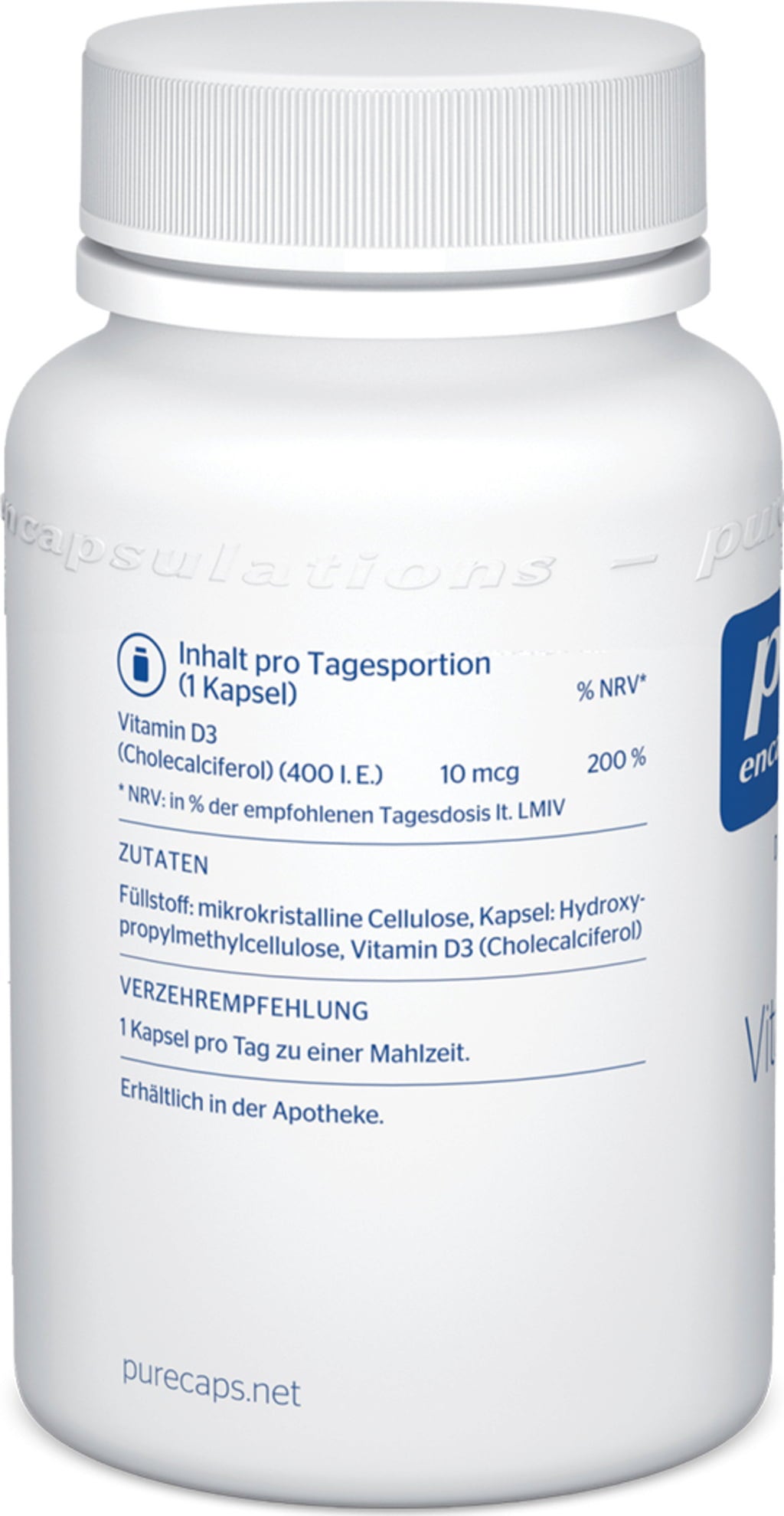 pure encapsulations Vitamine D3 400 U.I - 120 gélules