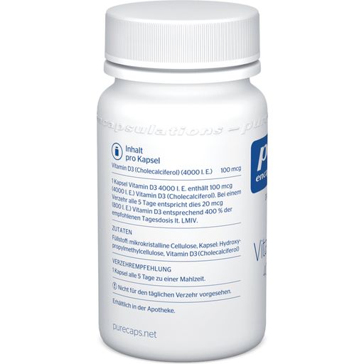 pure encapsulations Vitamina D3 4000 U.I. - 60 cápsulas