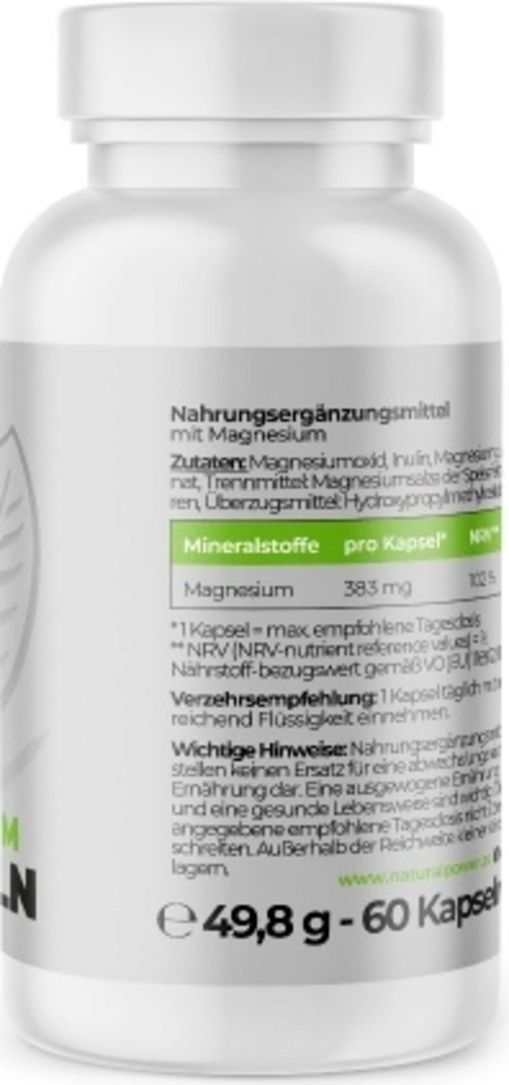 Natural Power Magnesium - 60 Kapslar