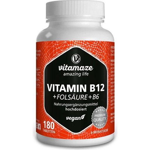 Vitamaze B12-vitamiini + foolihappo + B6 - 180 tablettia